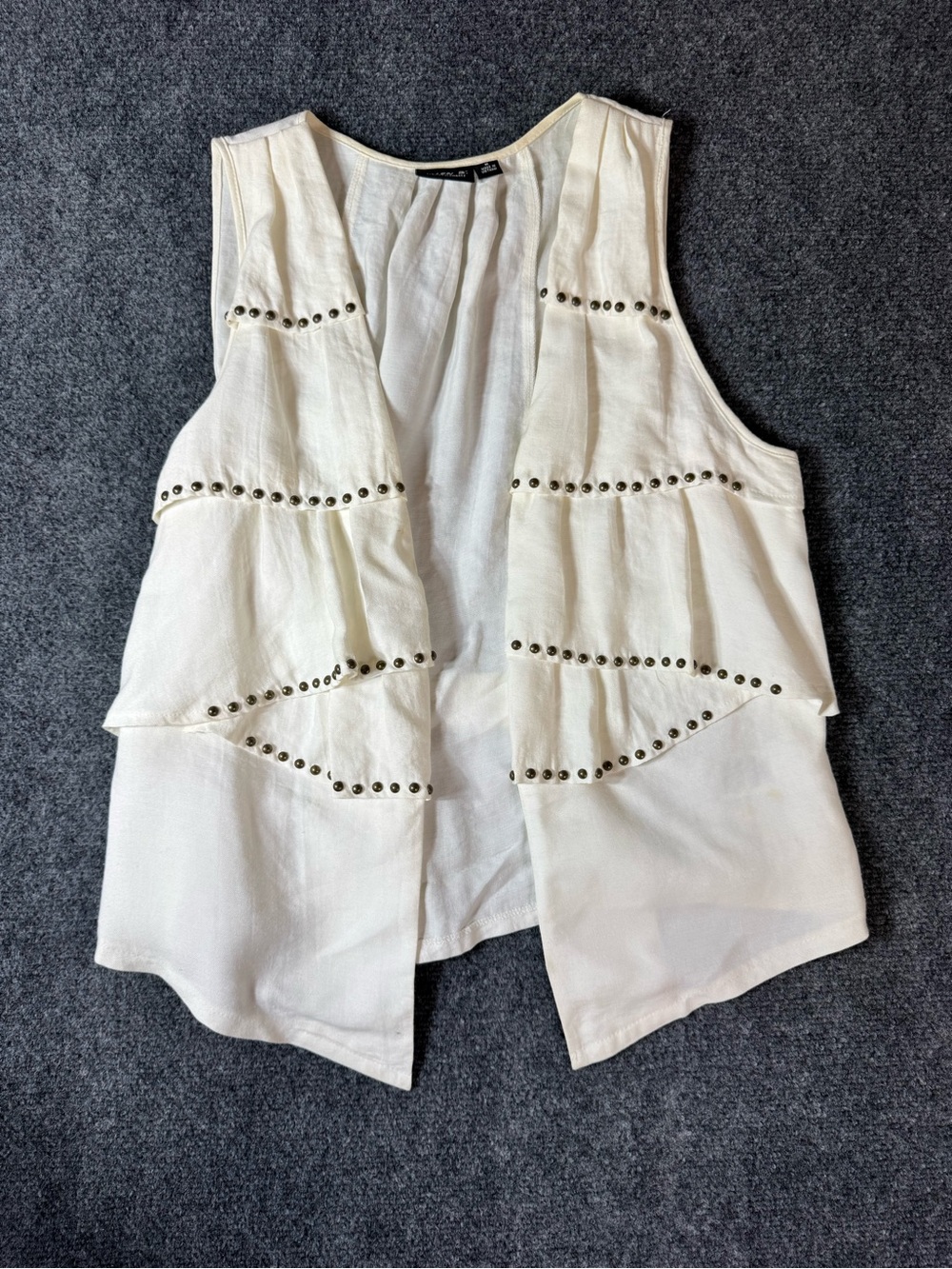 Allen B Women's Cream Tiered Eyelet Vest